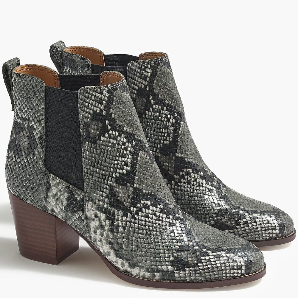 J. Crew Factory Snakeskin print Rory heeled boots AR847 10